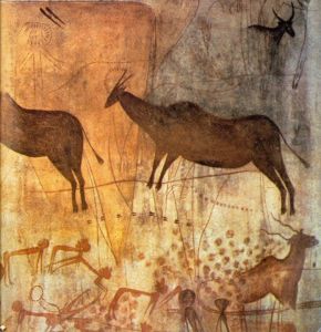 The prehistoric cave paintings at Altamira which date to approximately 35000 years ago.  Image from Pinterest: http://www.pinterest.com/pin/35747390767993552/